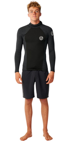 2026 Rip Curl Mens Ultimate Search Long Sleeve Hooded Vest 12IMWJ - Black